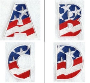 Patriotic Letters Numbers Embroidered